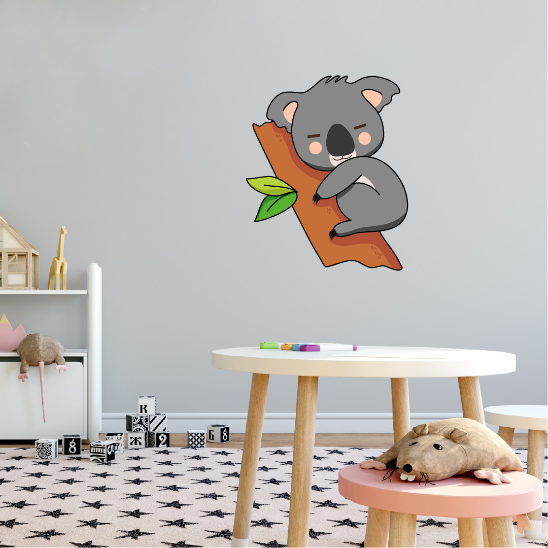 Kids Bedroom Living Room Baby Koala Bear Sleeping On The Tree Wall Decal 20×25