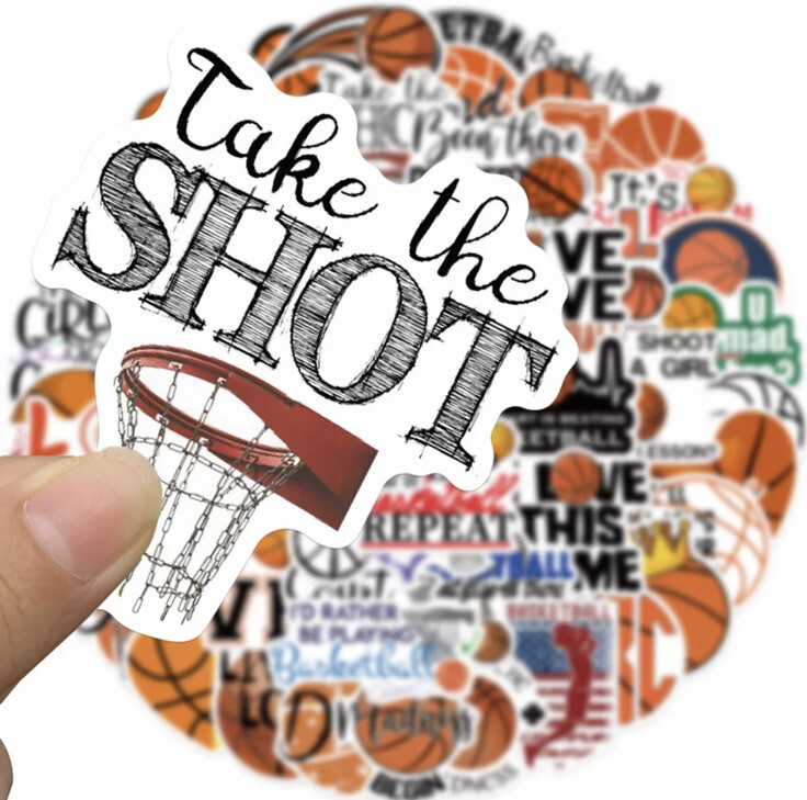 50pcs Basketball Stickers Suitcase Water Bottle Laptop Waterproof Stickers