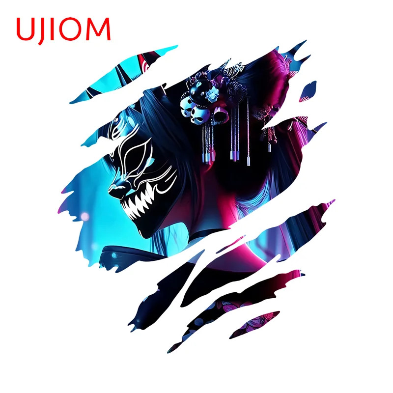 UJIOM Tear Japanese Fox Girl Graffiti Wall Sticker Fashionable Creative