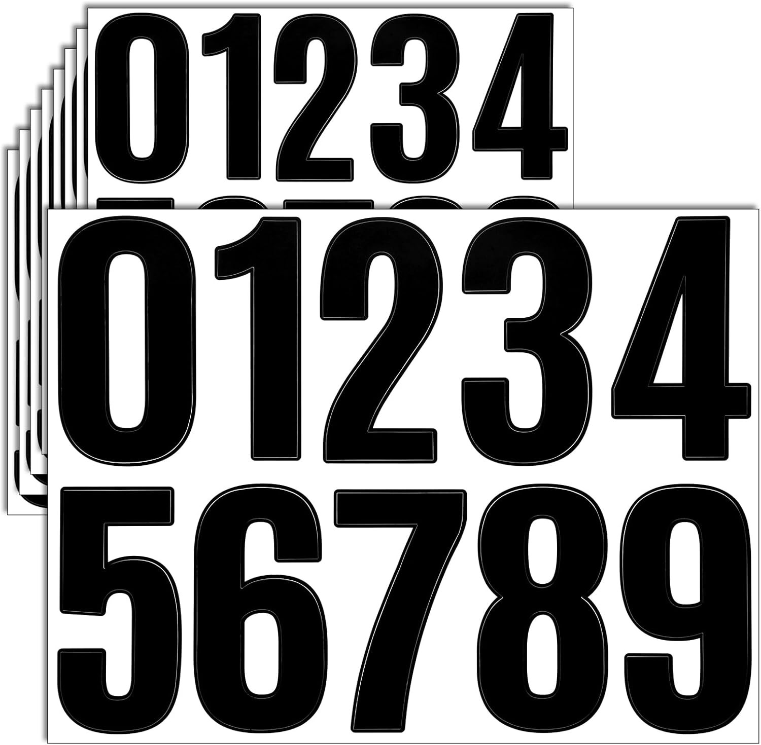 8 Sheets Black Number Stickers 0-9, 4 Inch Vinyl Waterproof Reflective Mailbo…