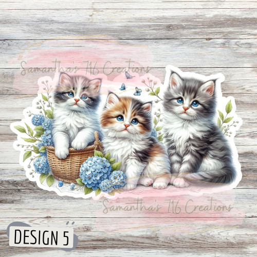 Kittens Vinyl Stickers 3" For Laptops, Cups, Etc. Indoor, Water Resistant
