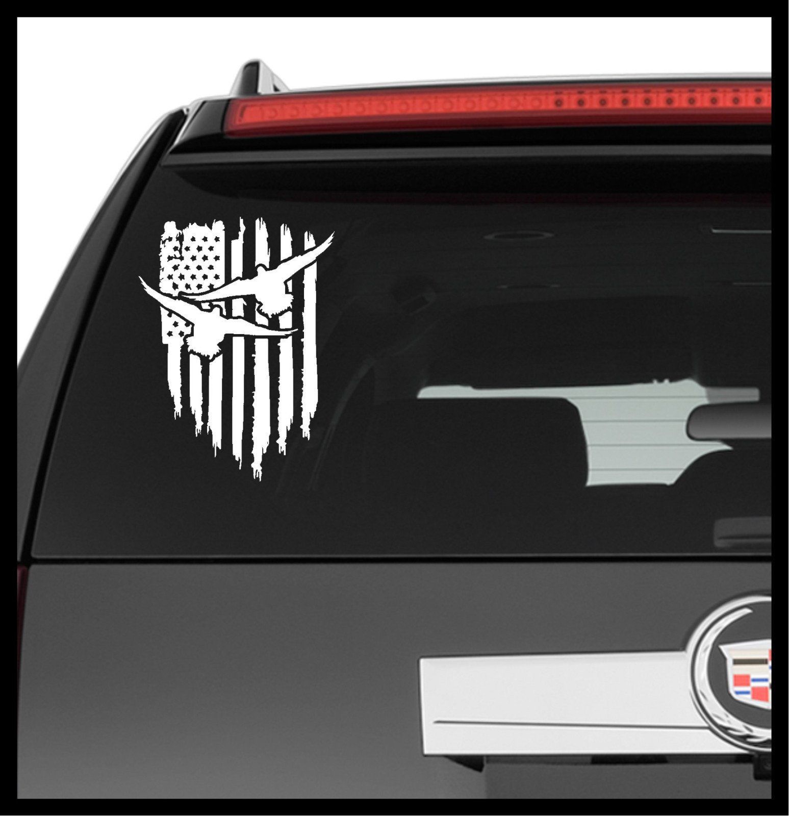 Vinyl Decal Truck Car Sticker Laptop – Hunting Fishing Duck American Flag