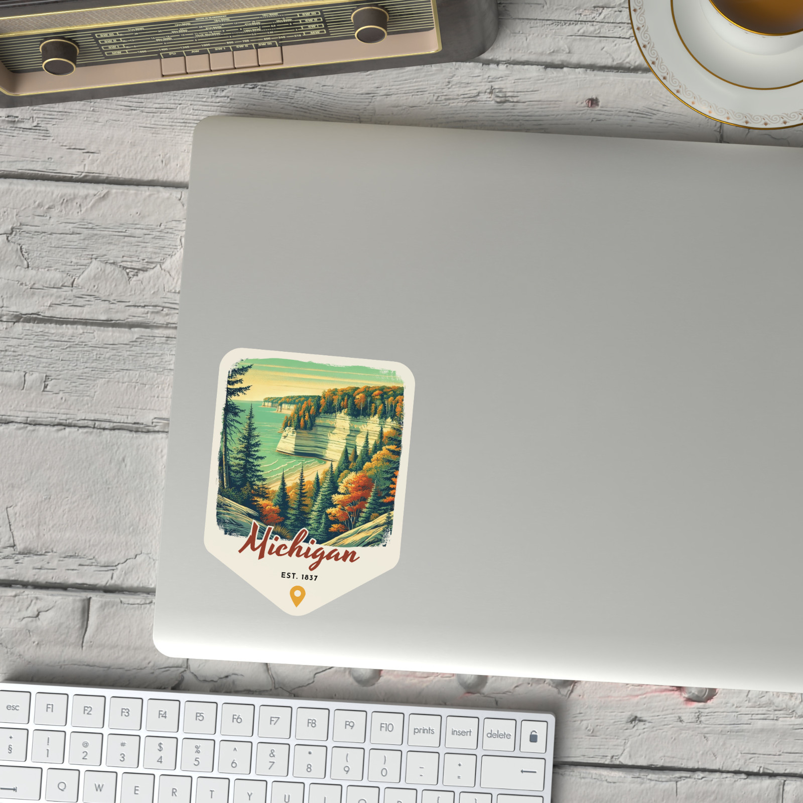 Michigan Retro State Sticker Travel Vinyl Decal for Laptop Water Bottle Car