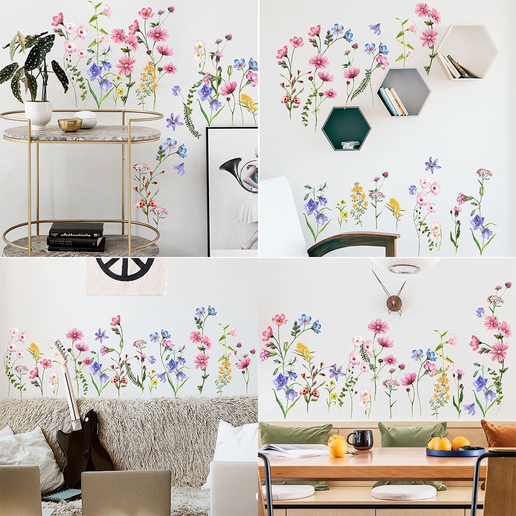 Waterproof Wall Stickers Art Stickers Bedroom Floral Sticker Green Plant