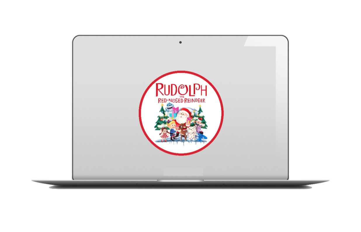 Christmas – "Rudolph" – 4" Vinyl Decal Sticker Gift Decor Jar Tumbler Car Laptop