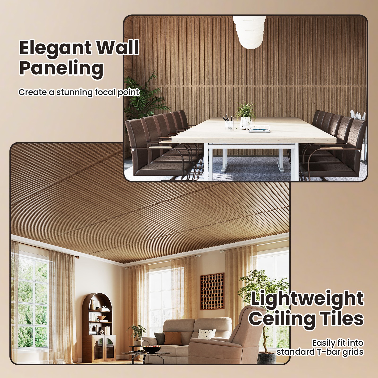 12-Pack PVC Slat Wall Panels, 3D Fluted Panels for Interior Wall Decoration