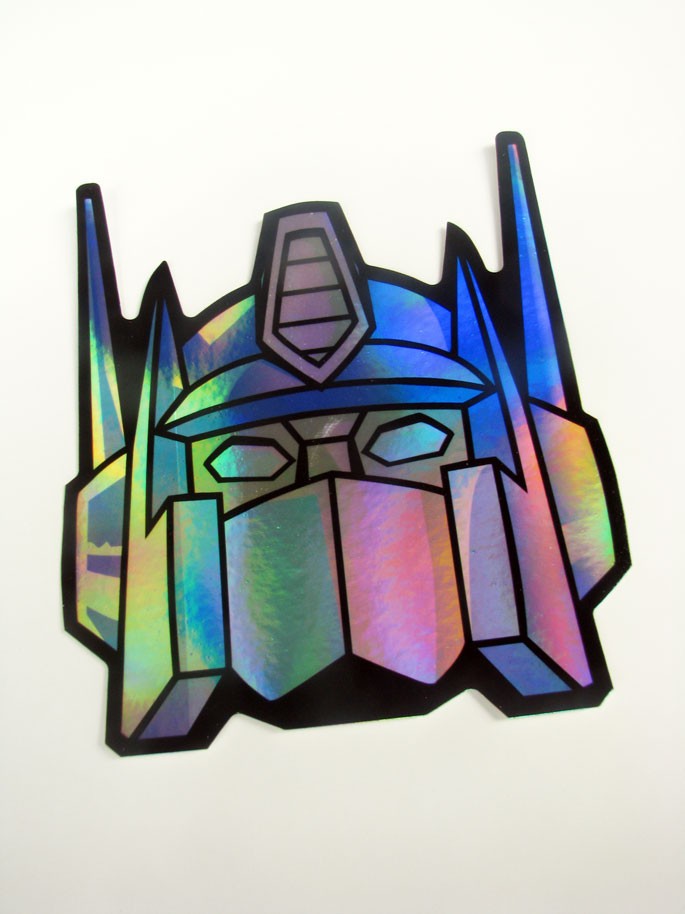 Jumbo Prime Holographic Sticker Truck Robot 80s G1 Metallic Decal