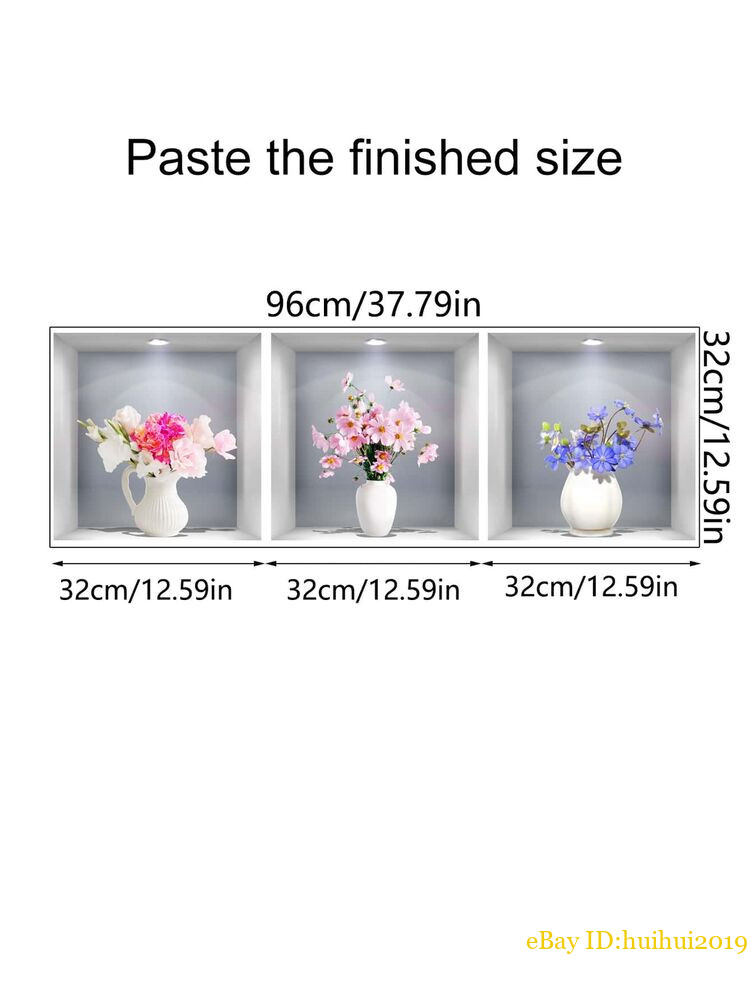 1pc Flower Design Pattern Wall Sticker Removable DIY Wall Art Decor Decals