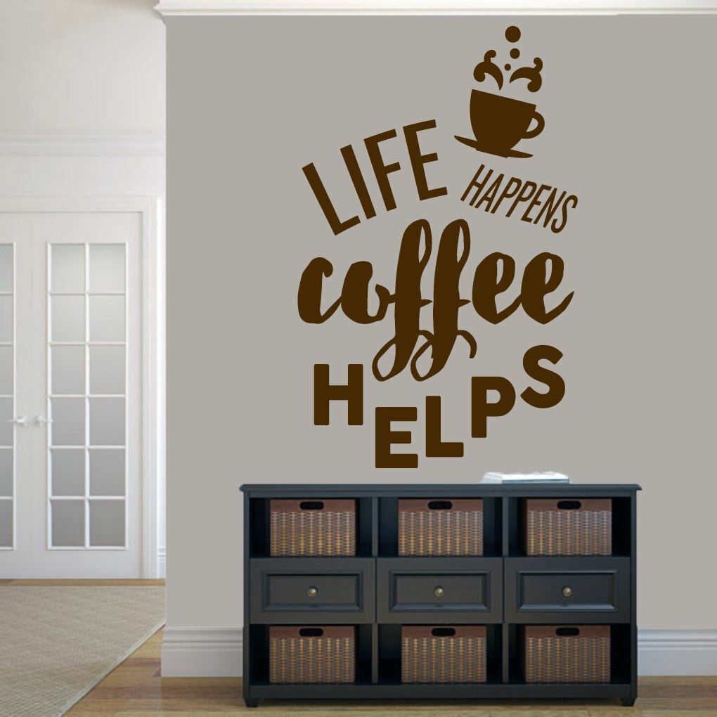 Life Happens Coffee Helps Wall Decal – Kitchen, Dining, Office, Cafe, Wall Art