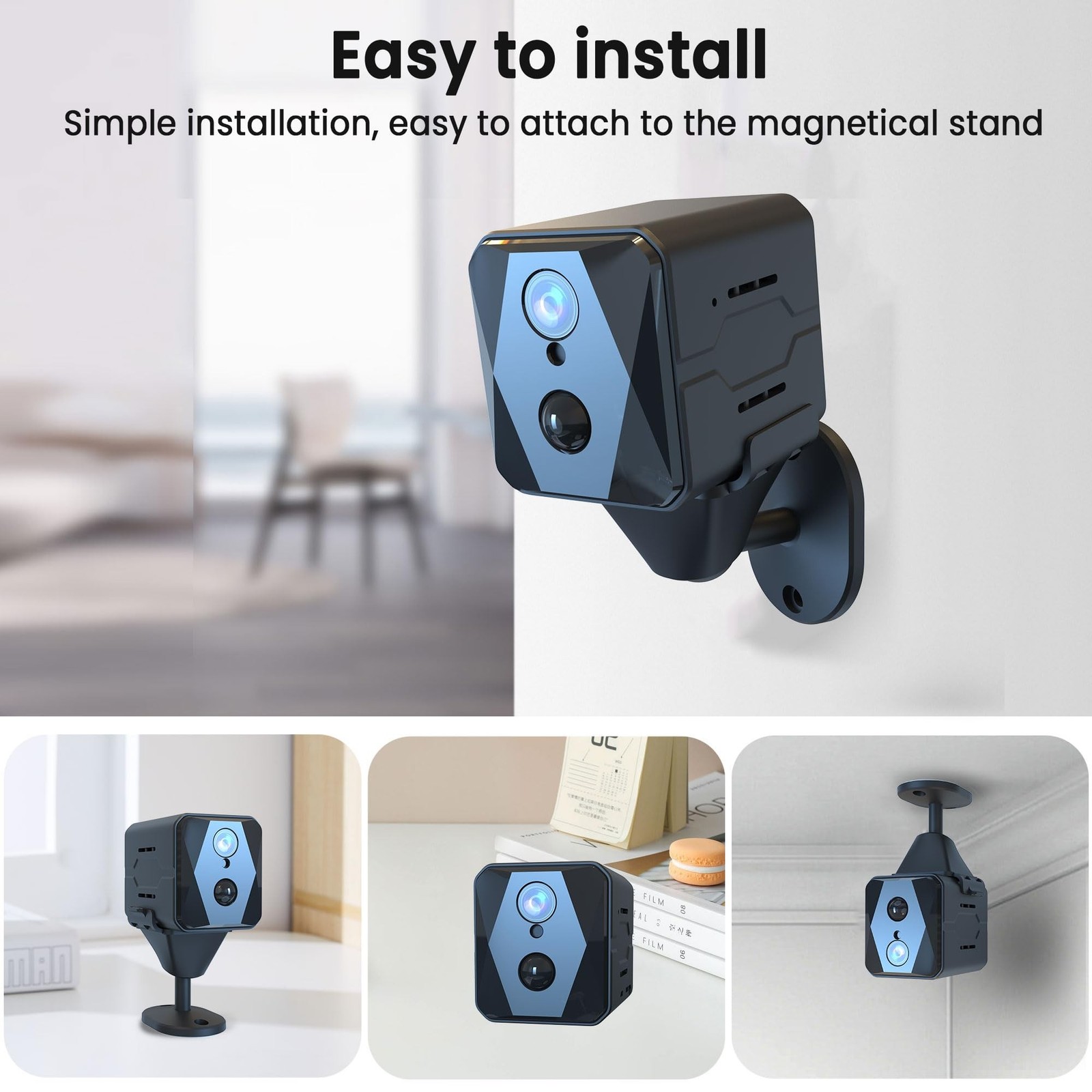 Indoor Camera, 4K Security Camera, Wireless Camera with 100-day Standby Time,…