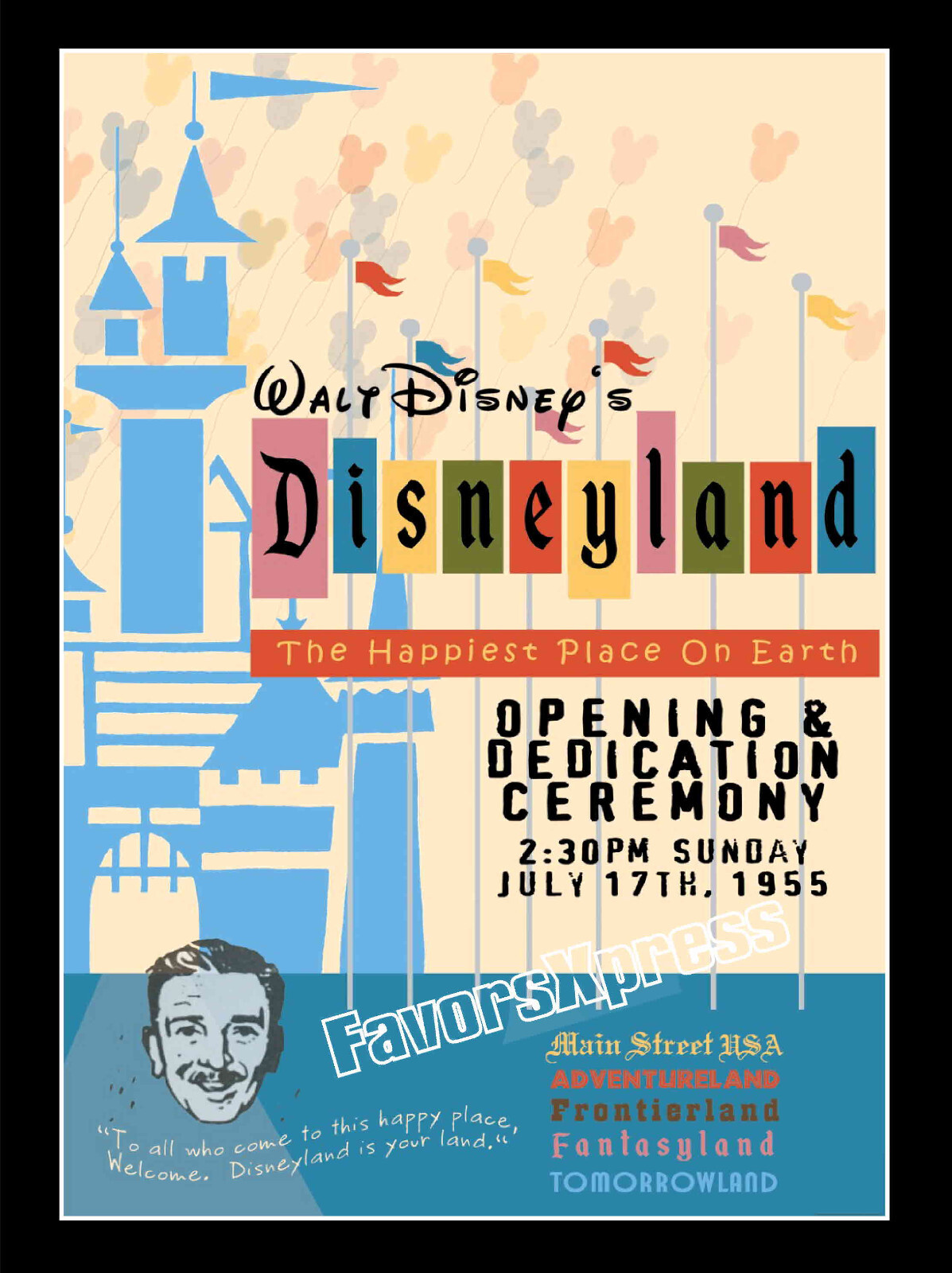 1955 DISNEYLAND OPENING DAY PROMO POSTER PHOTO MAGNET 3.5 x 2.5 in
