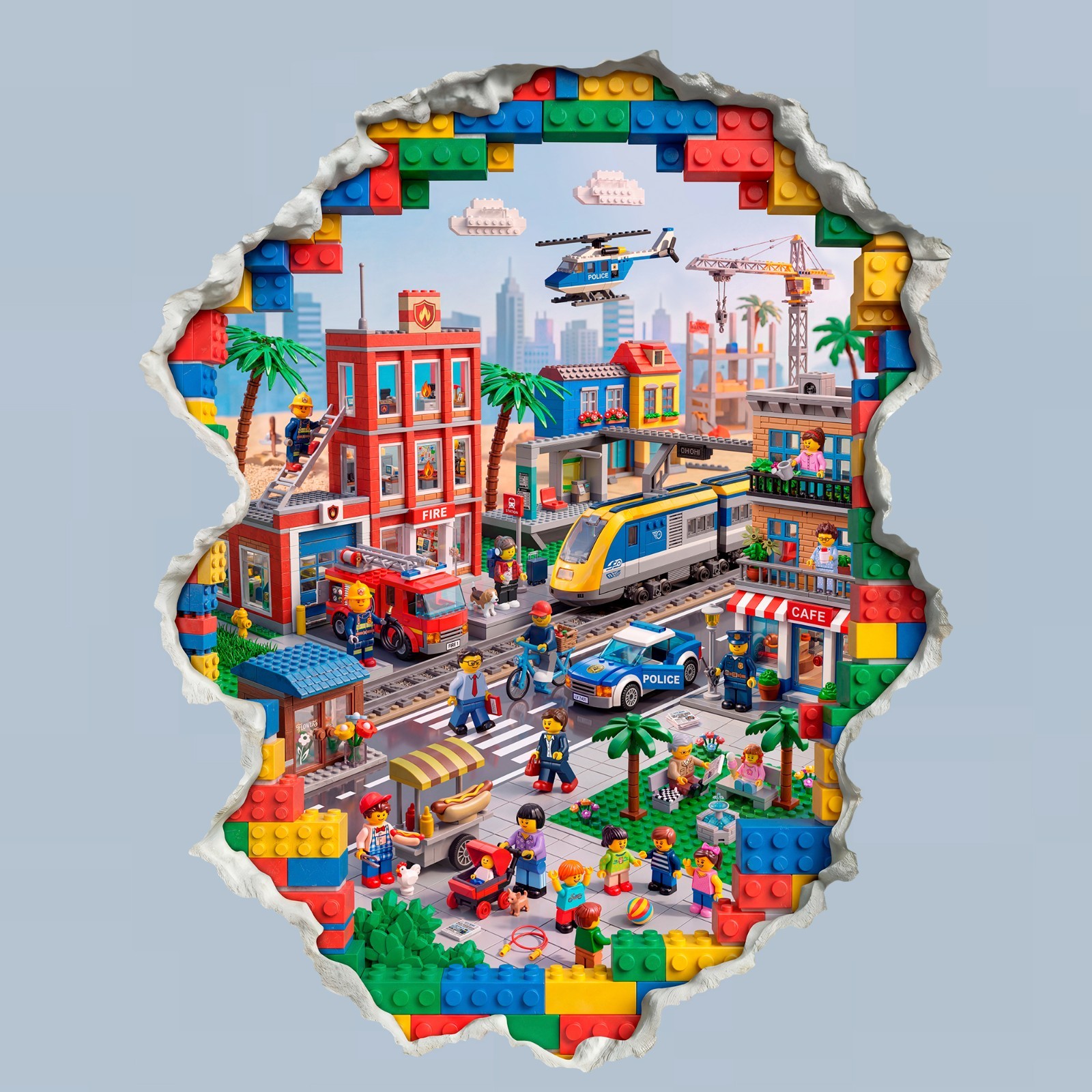 Building Blocks Wall Decal: Toy City Wall Sticker, Construction Block Wall Art