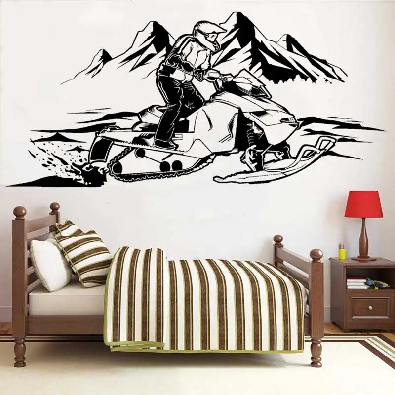 Snowmobile Extreme Sports Vinyl Wall Sticker Winter Ski Sled Snowmobile Sticker