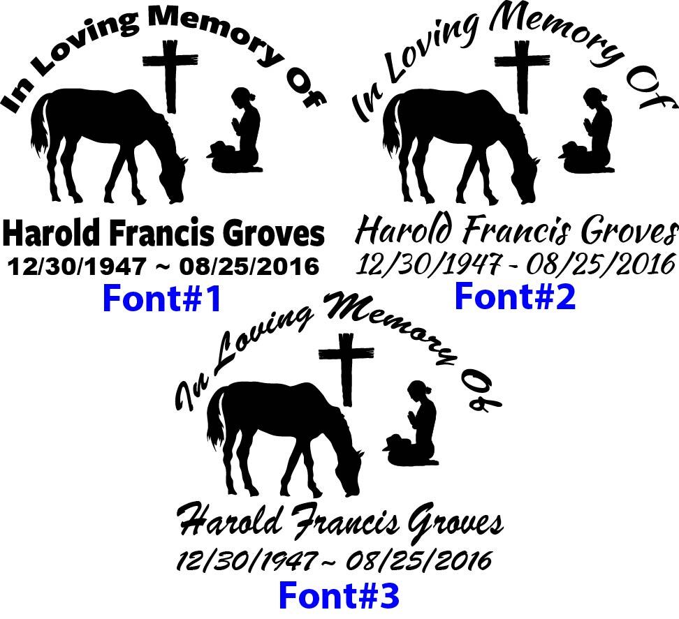 In Loving Memory – Cowgirl Horse Farm Rancher Barn Sticker Decal Personalized