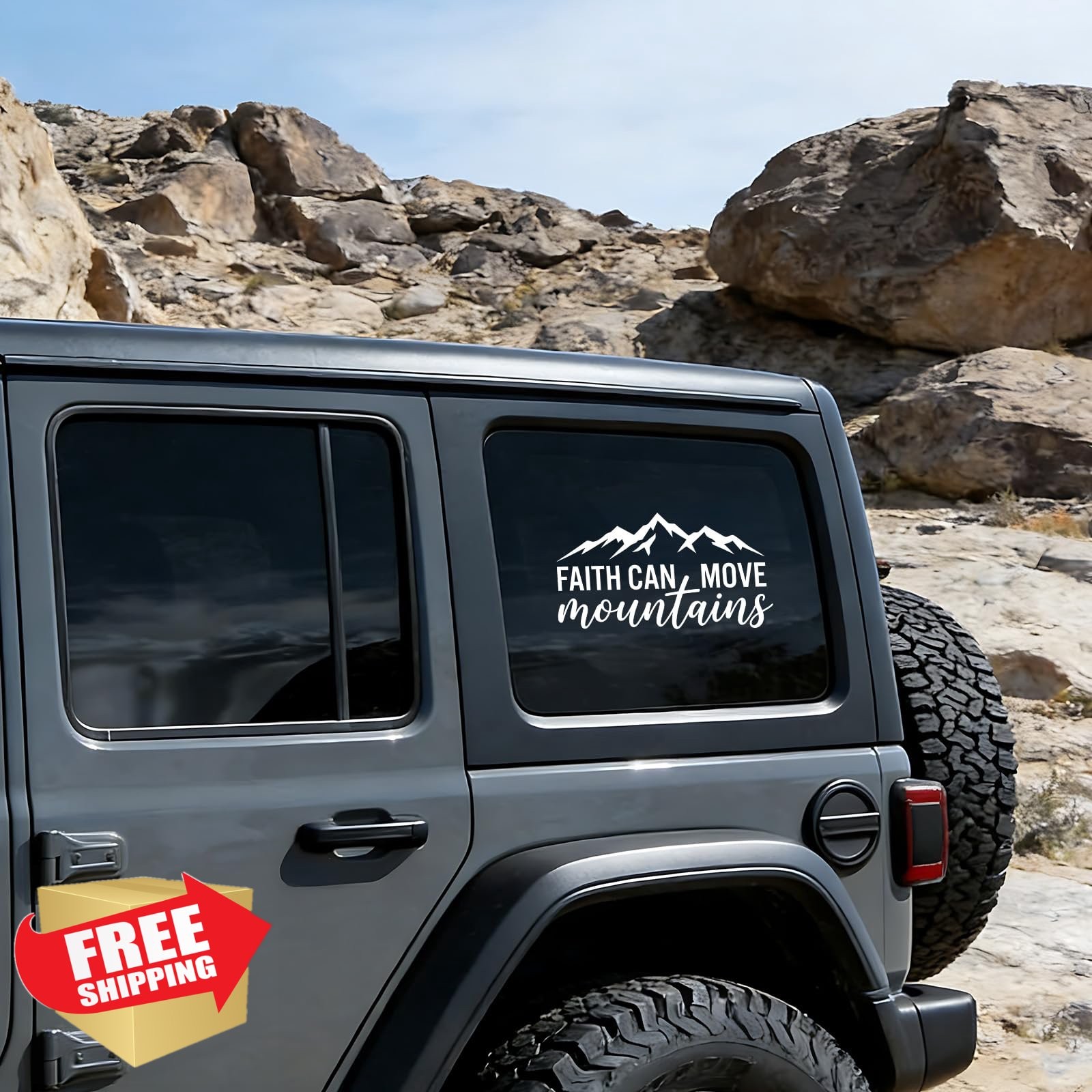 Vemfare Christian Car Decal Faith Can Move Mountains Vinyl