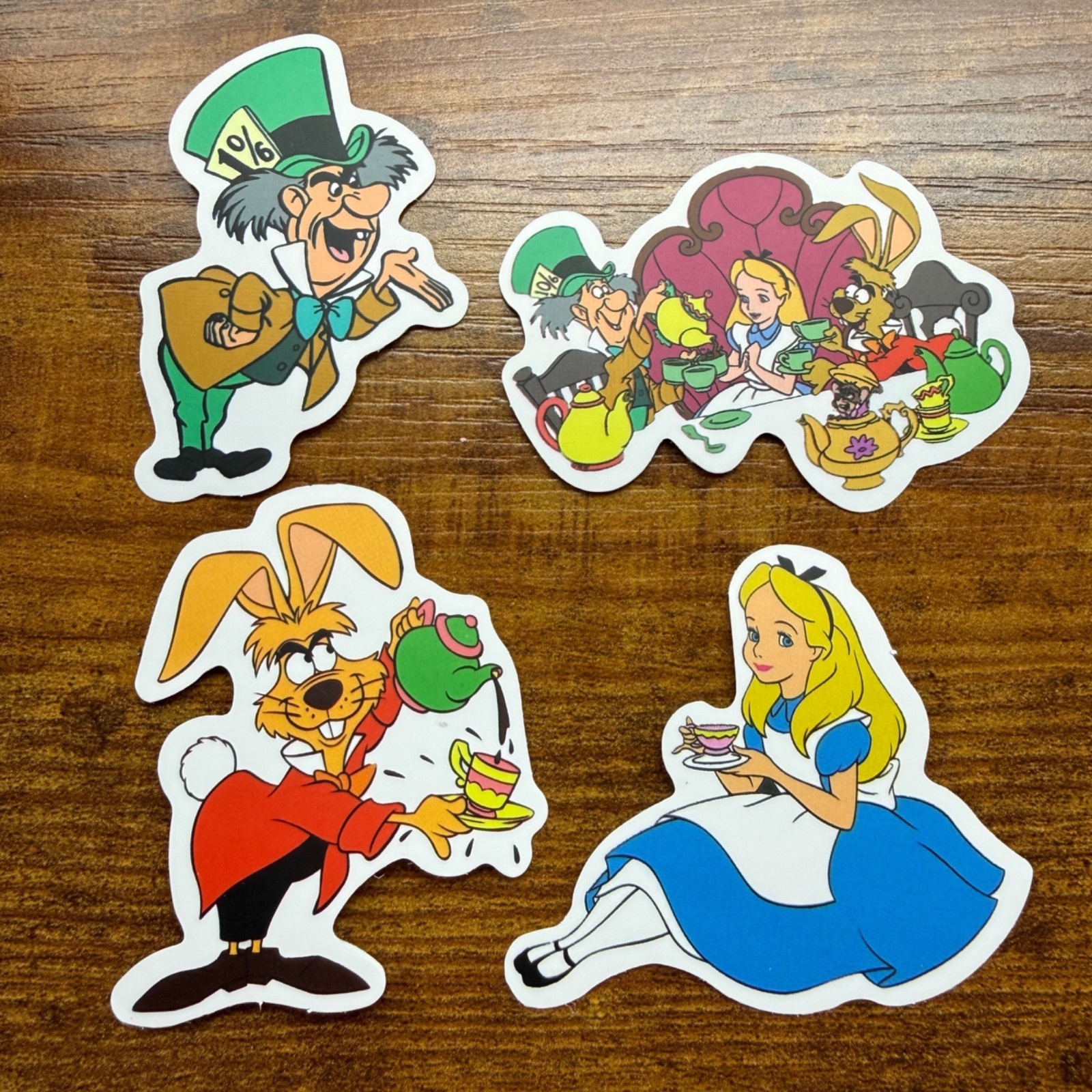 4 Stickers Disney Alice in Wonderland Vinyl Decal Laptop Phone Skateboard Bottle