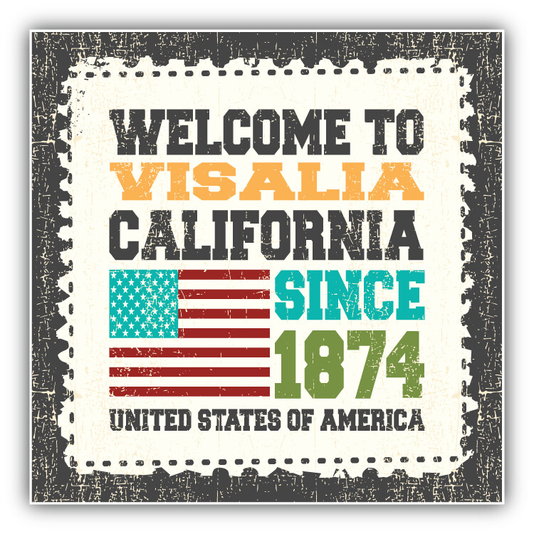 Visalia Grunge Travel Postage Stamp Car Bumper Sticker Decal