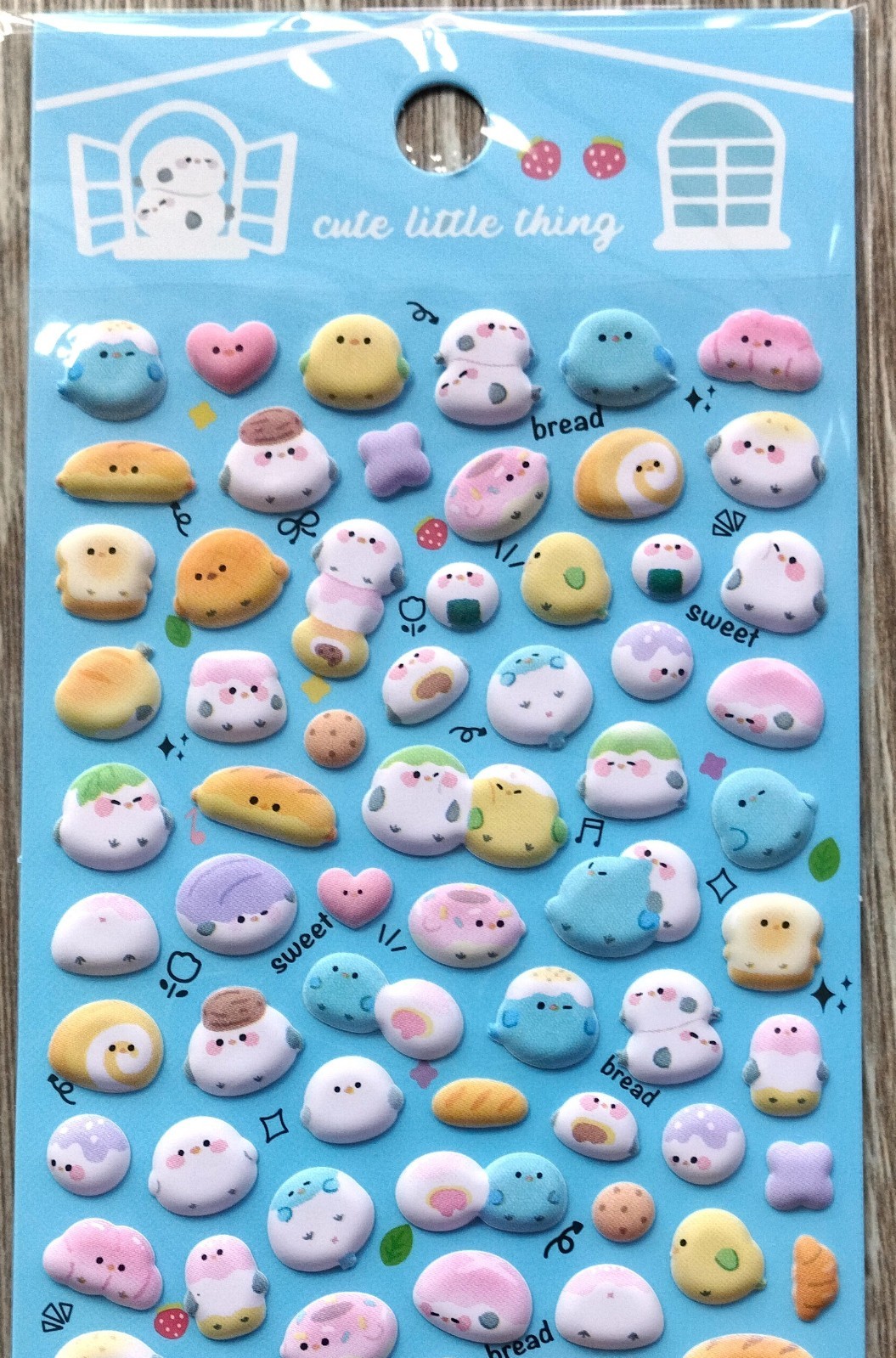Cute Little Thing Food PVC Puffy Sticker Animal Bird Sweets Bread Kid Gift JAPAN
