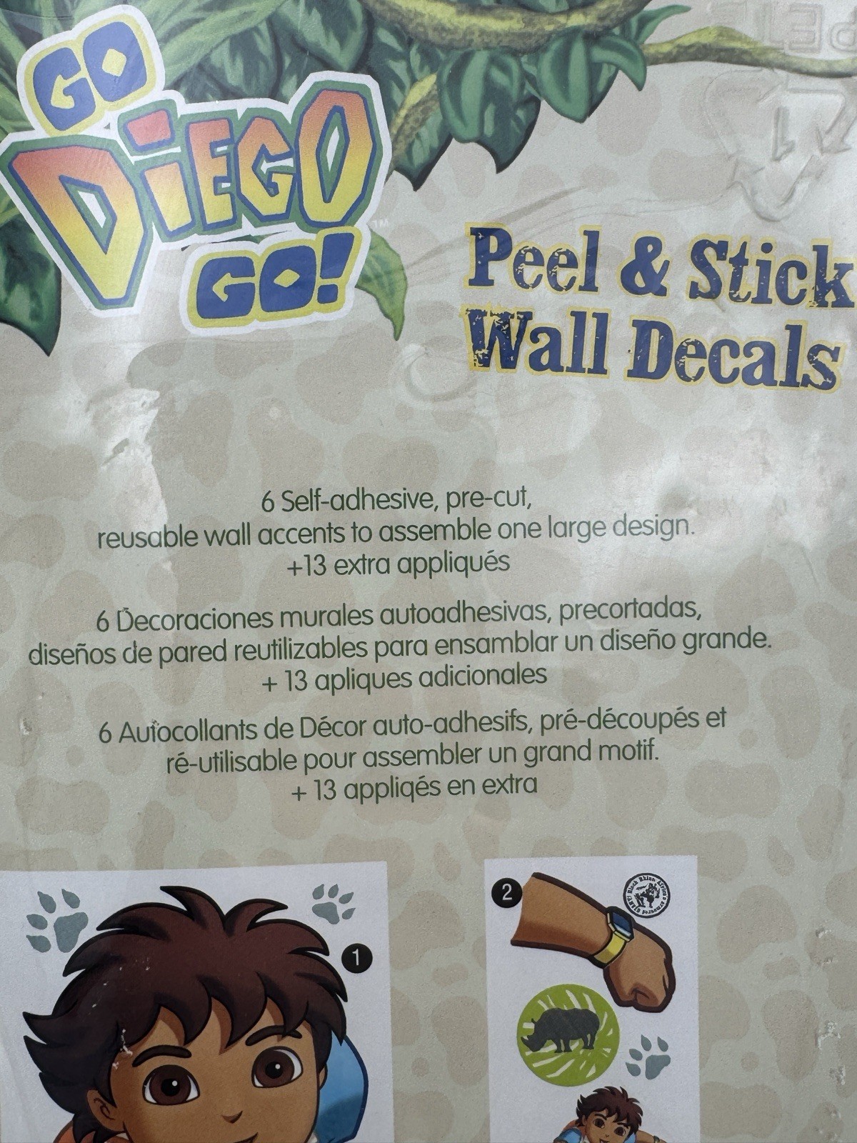 Vintage 2007 Go Diego Go Nickelodeon Wall Decals Room Appliques NOS