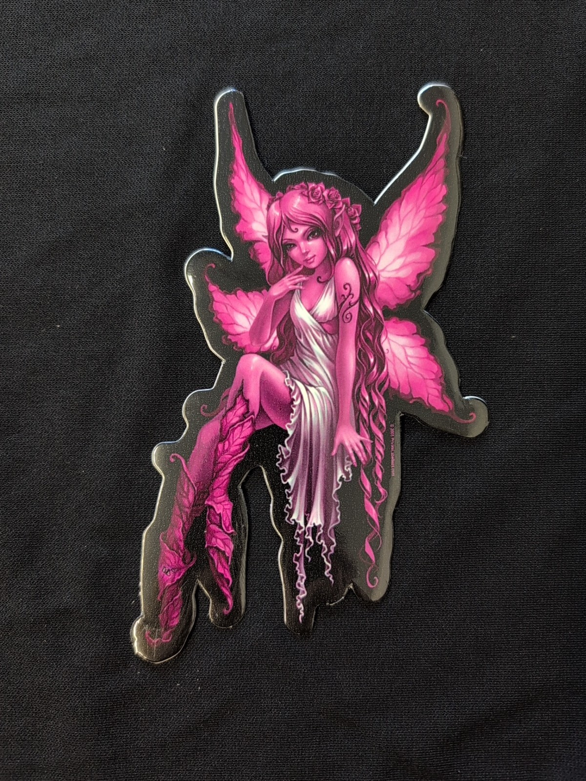 Pink Butterfly Rose Garden Fairy Bumper Sticker Vinyl Decal 6”x 3.5”