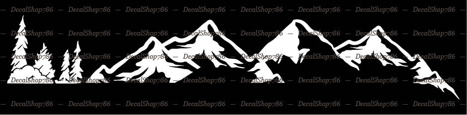 Mountain Range w/Forest Silhouette – Car/SUV Vinyl Die-Cut Peel N' Stick Decals