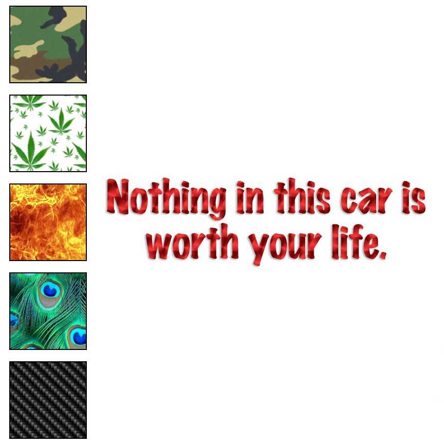 Nothing In Car Worth Life, Vinyl Decal Sticker, 40 Patterns & 3 Sizes, #3199