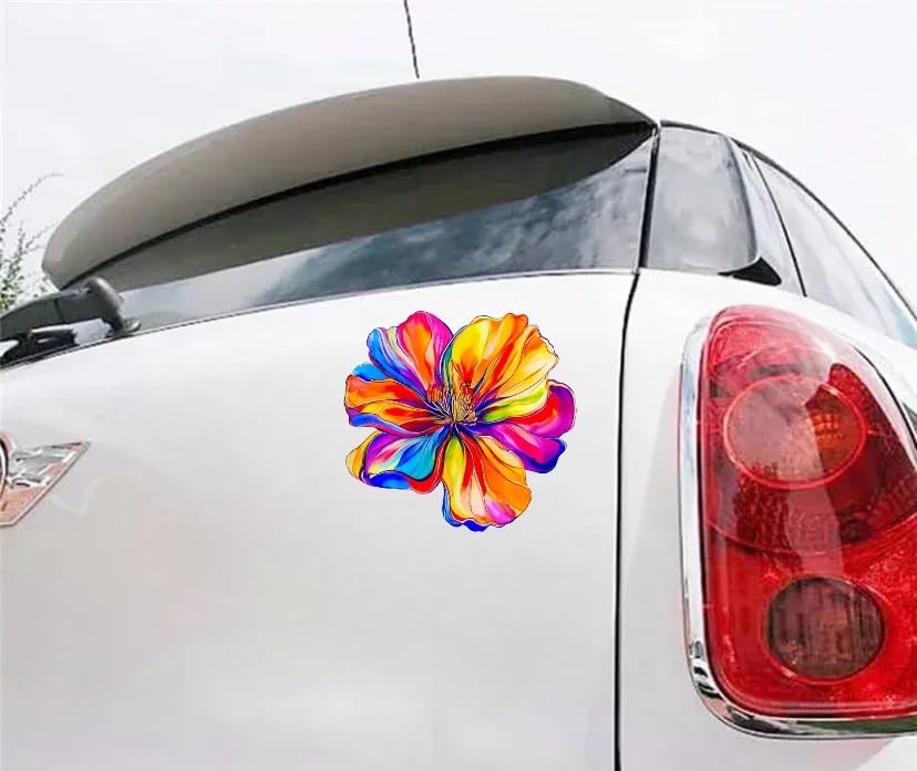 MAKTEM One Large Rainbow Hologrpahic Flower Car Decal, Waterproof Removable F…