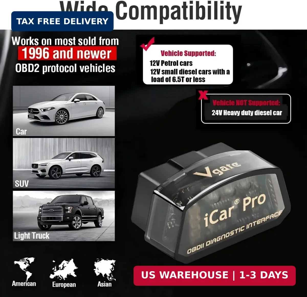 Vgate iCar Pro Bluetooth 4.0 (BLE) OBD2 Fault Code Reader OBDII Code Scanner Car