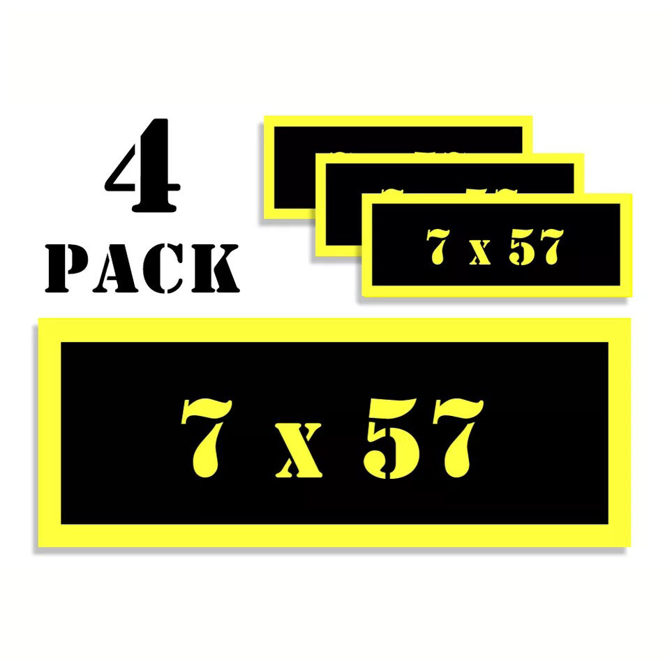 7 X 57 Can Label Stickers Decal Ammunition (4 pack)