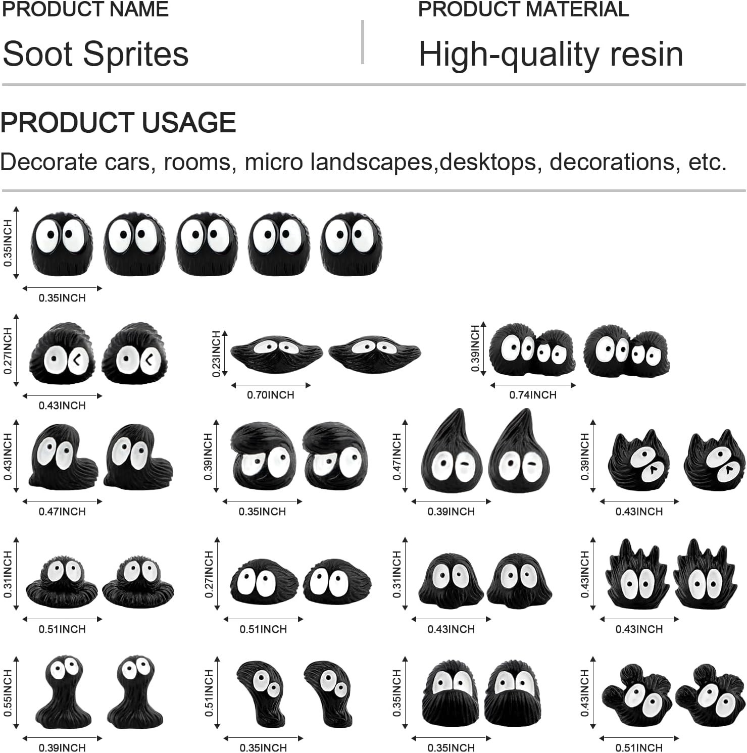 Tiny Soot Sprite Car Decorations – 35 Pcs for Joyful Journeys Everywhere