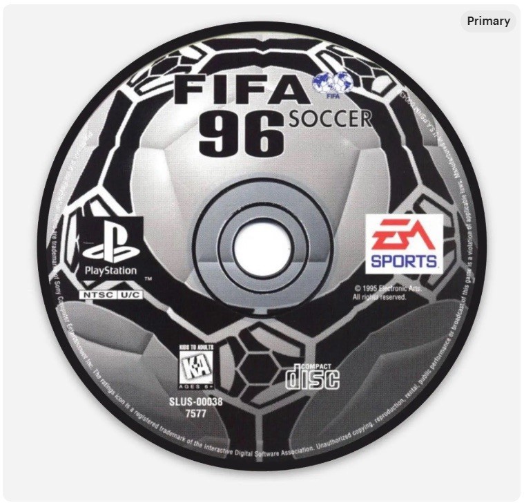 3” FIFA 96 Disc Vinyl Sticker Matte Finish Dishwasher Safe