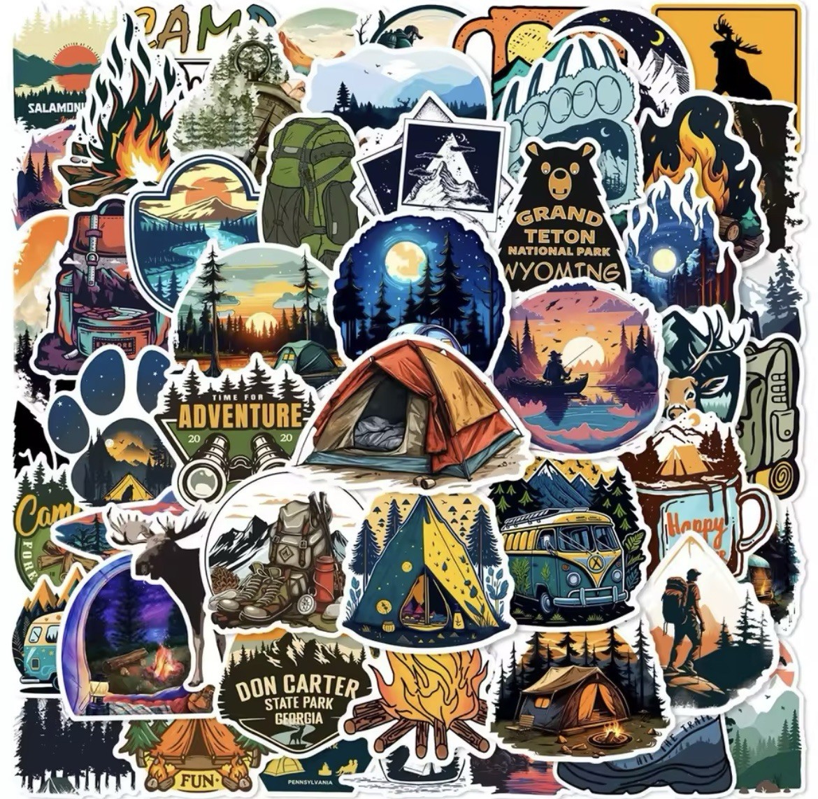 Camping Outdoors Style Stickers 50pc Camping Adventure Stickers FREE SHIPPING