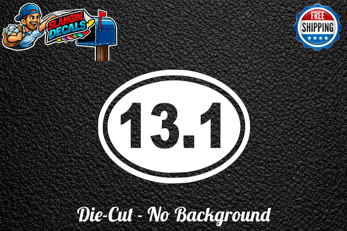13.1 Half Marathon Oval Vinyl Decal Sticker Running Race Jogging
