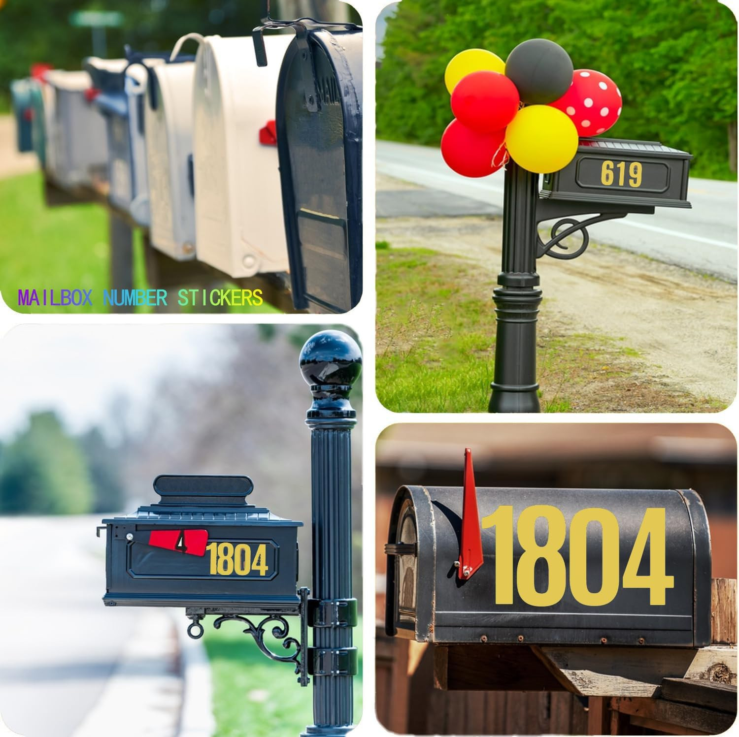 6 Sheets Mailbox Numbers Stickers, 3 Inch Self Adhesive Vinyl Waterproof Letter