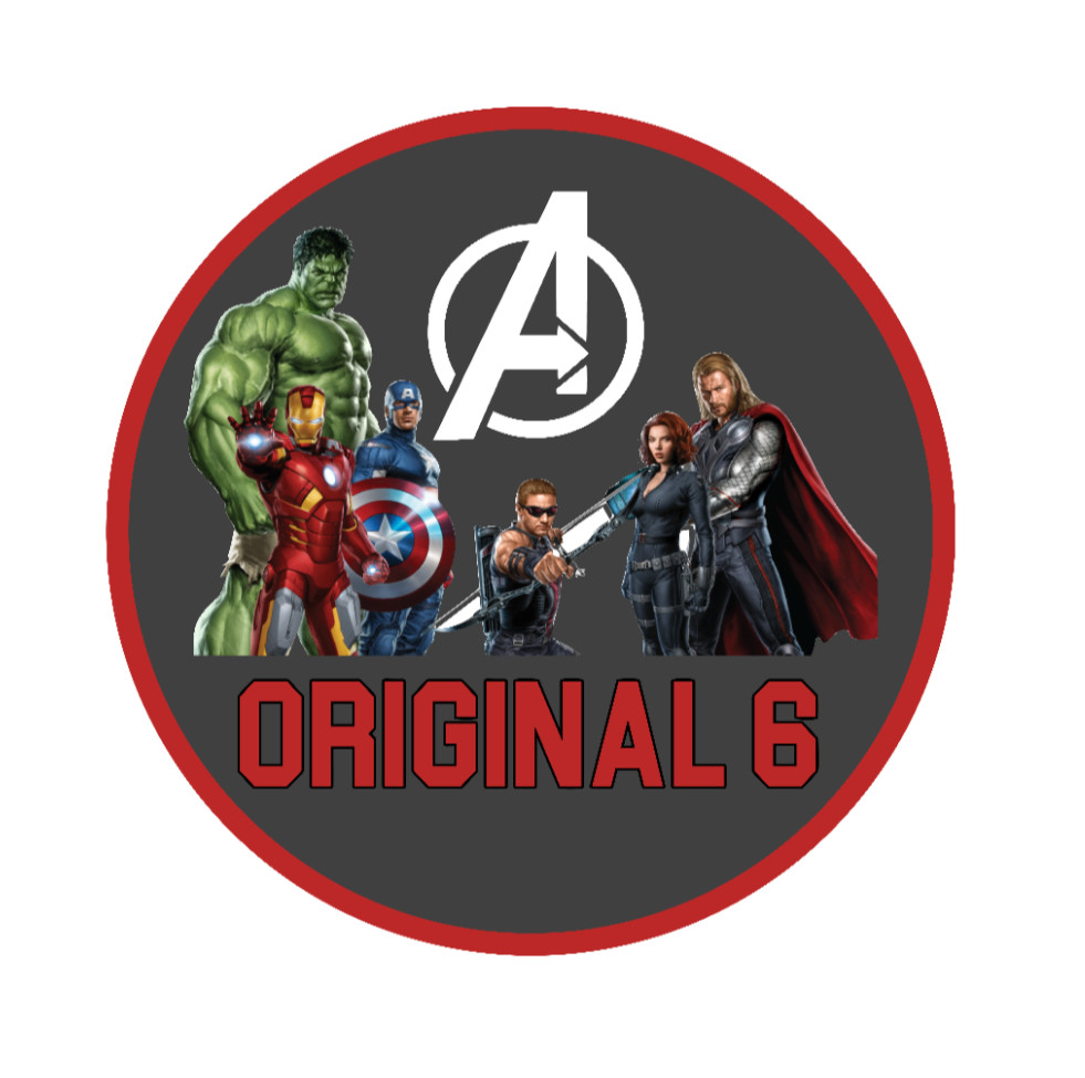 Avengers "Original 6" – 4" Handmade Vinyl Decal Vehicle Decor Cooler Laptop Gray