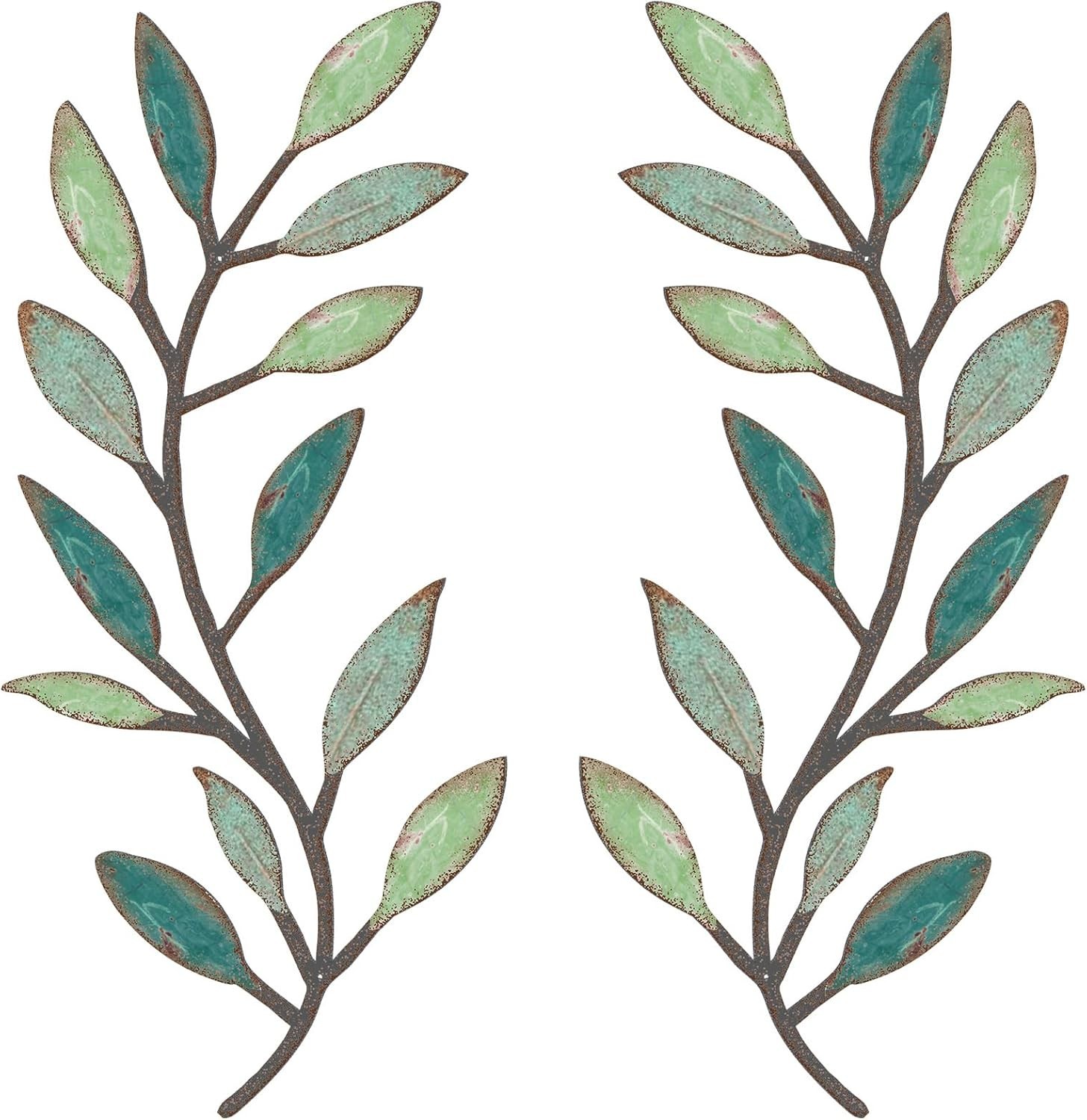 Stunning Metal Leaf Wall Decor Set: 15.75×7.09 Inches for Contemporary Homes