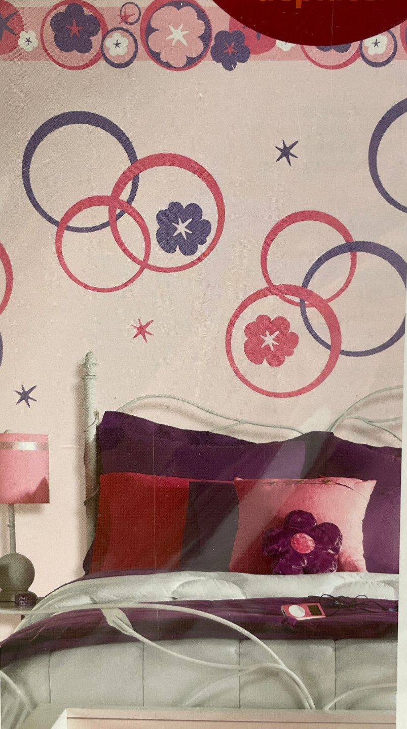 Wall Pops! "Hooplah pink" self-stick removeable decals, 20 pieces included