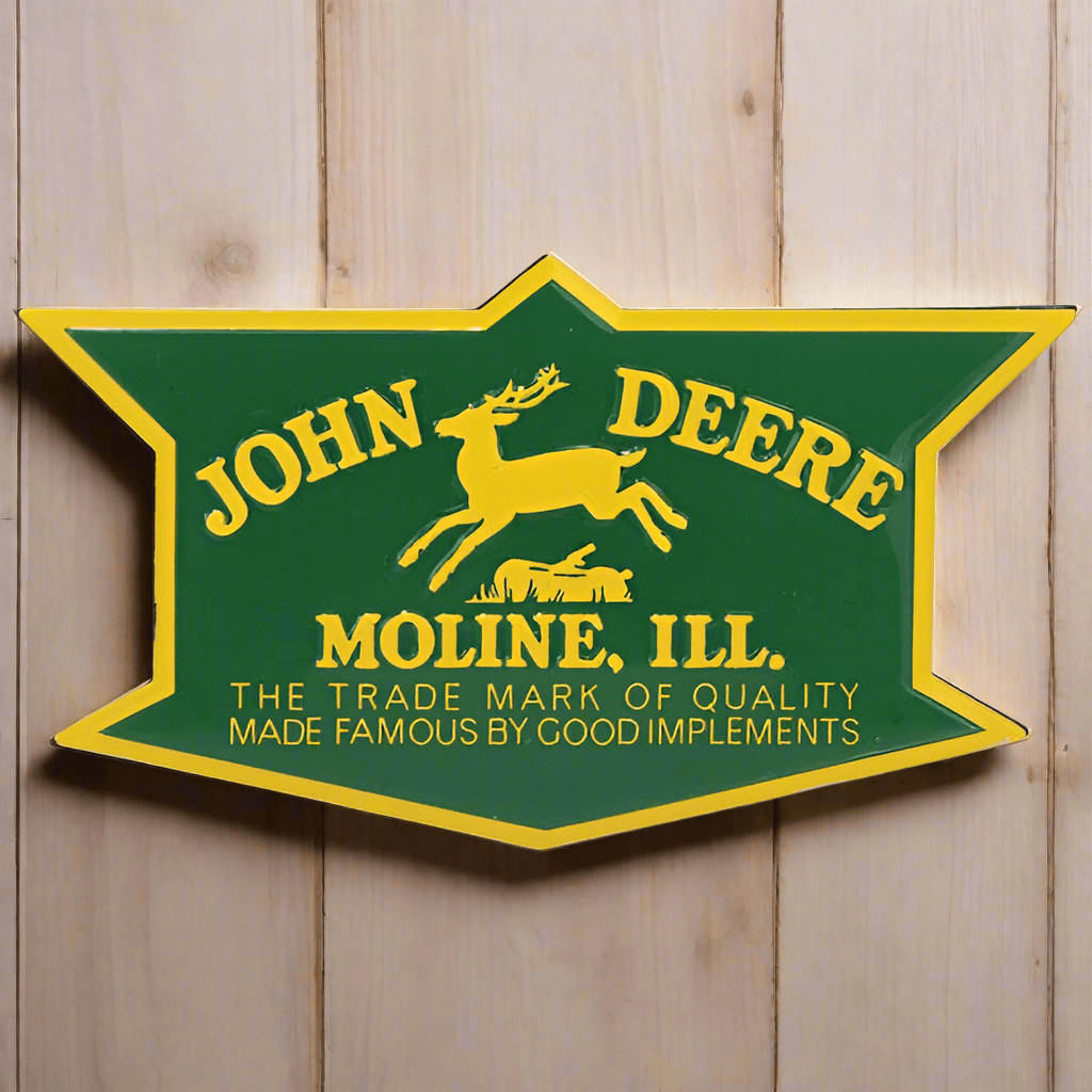 John Deere Badge Embossed Metal Magnet (3.5" x 2")