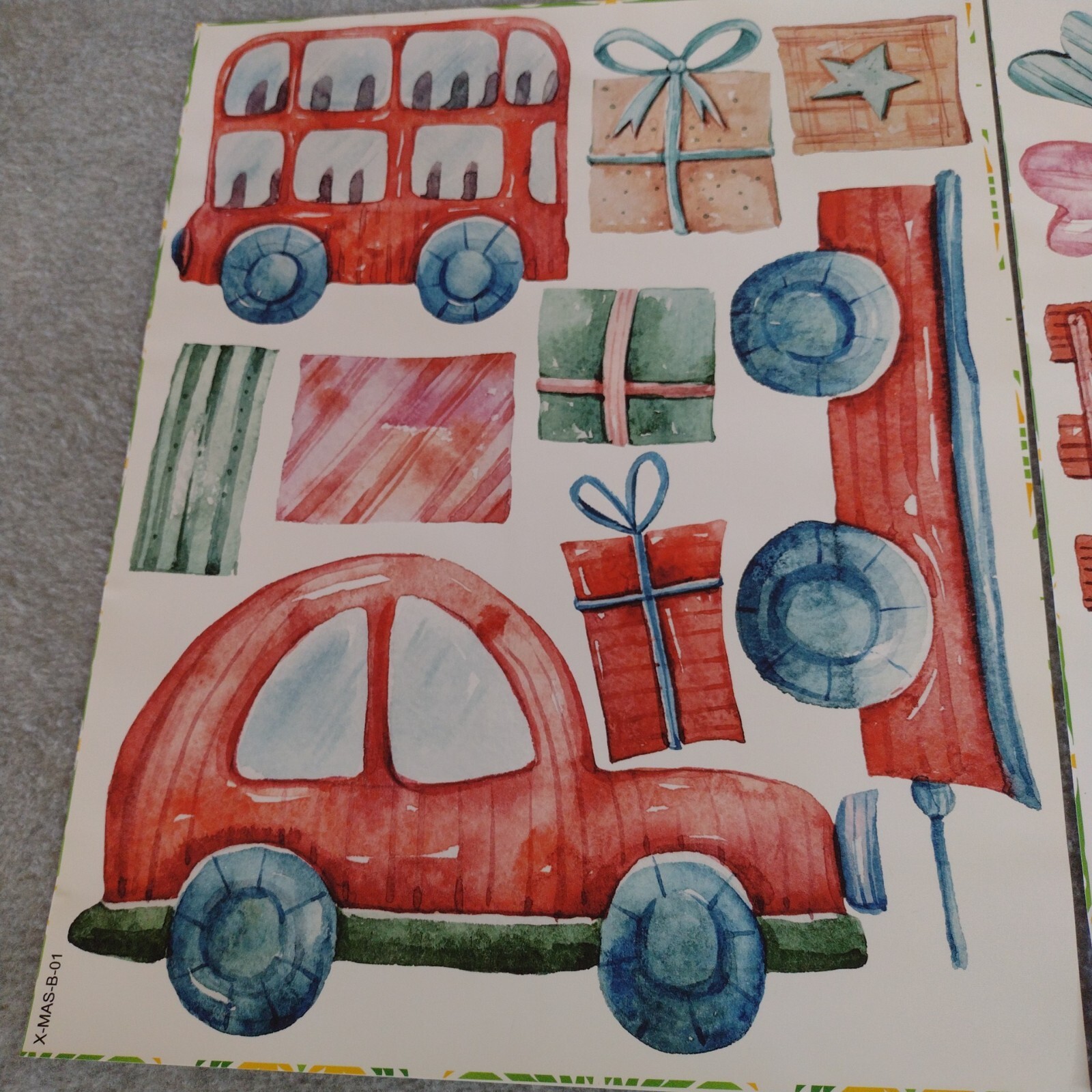 Peel & Stick Christmas Stickers Fabric Plastic Free Reusable Removable 3 Sheets