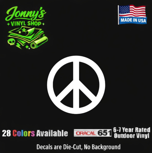 Peace Sign Sticker Decal – Love Symbol Car Window Bumper Hippie Made in USA