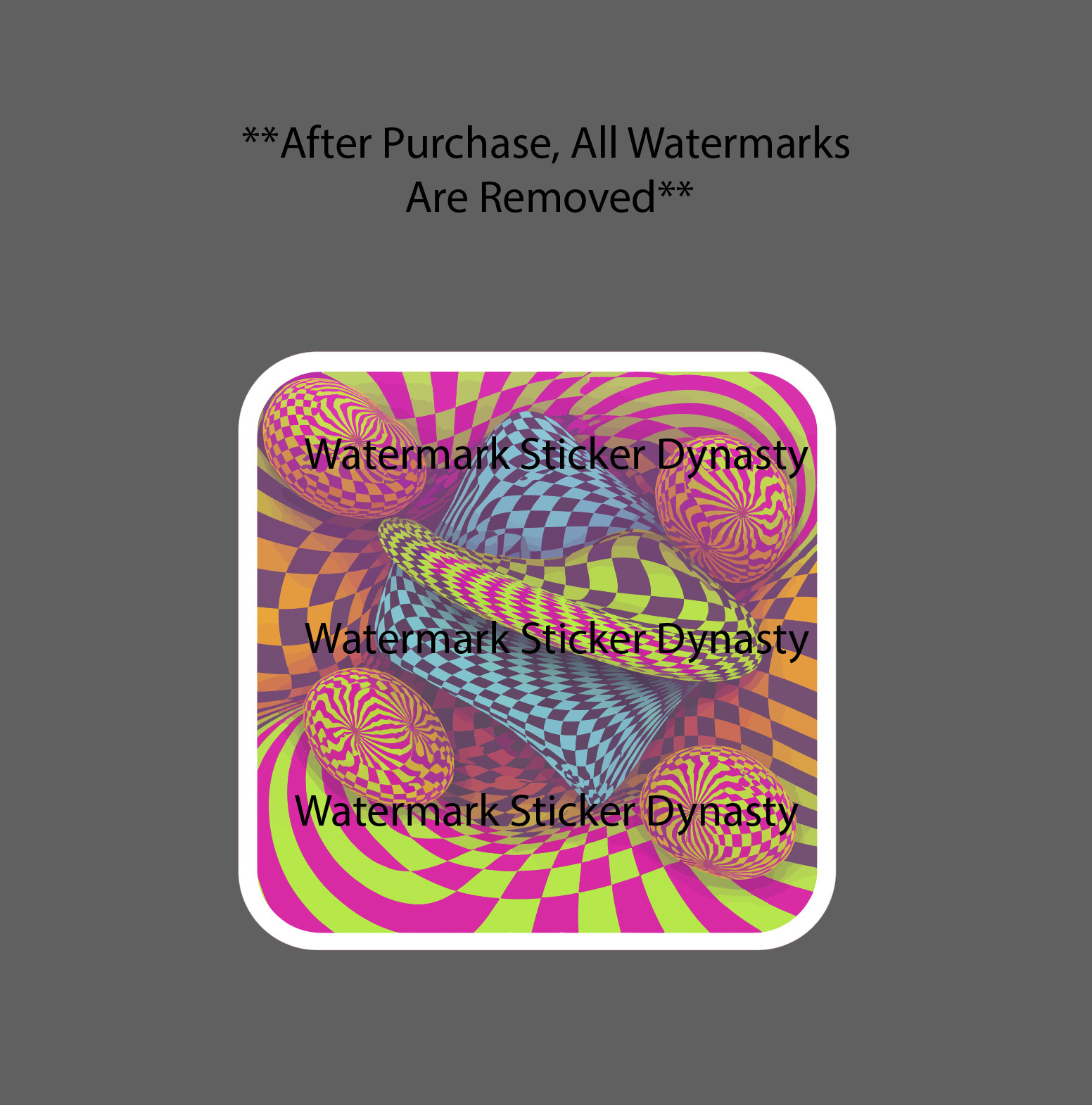 Trippy Psychedelic Sticker Waterproof Decal Square Neon Tunnel Abstract Gift NEW
