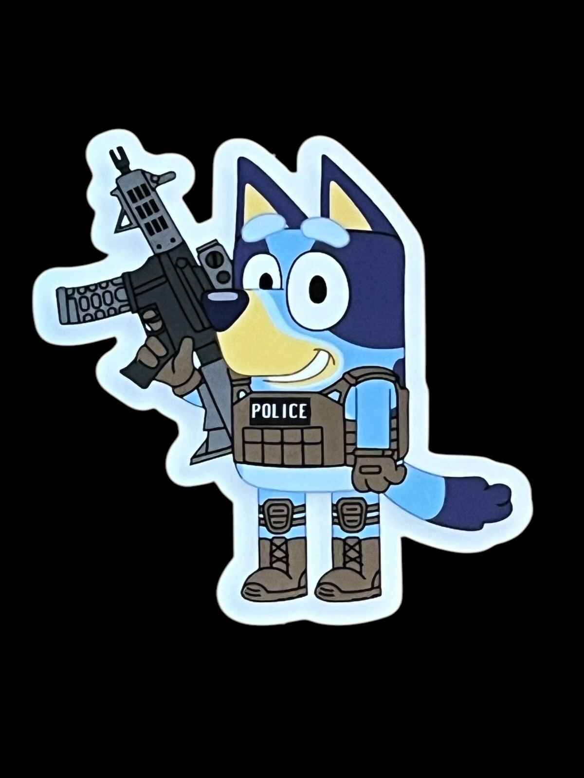 Bluey Tactical Police Die Cut Sticker Decal Glossy White Or Hologram 3” X 3”