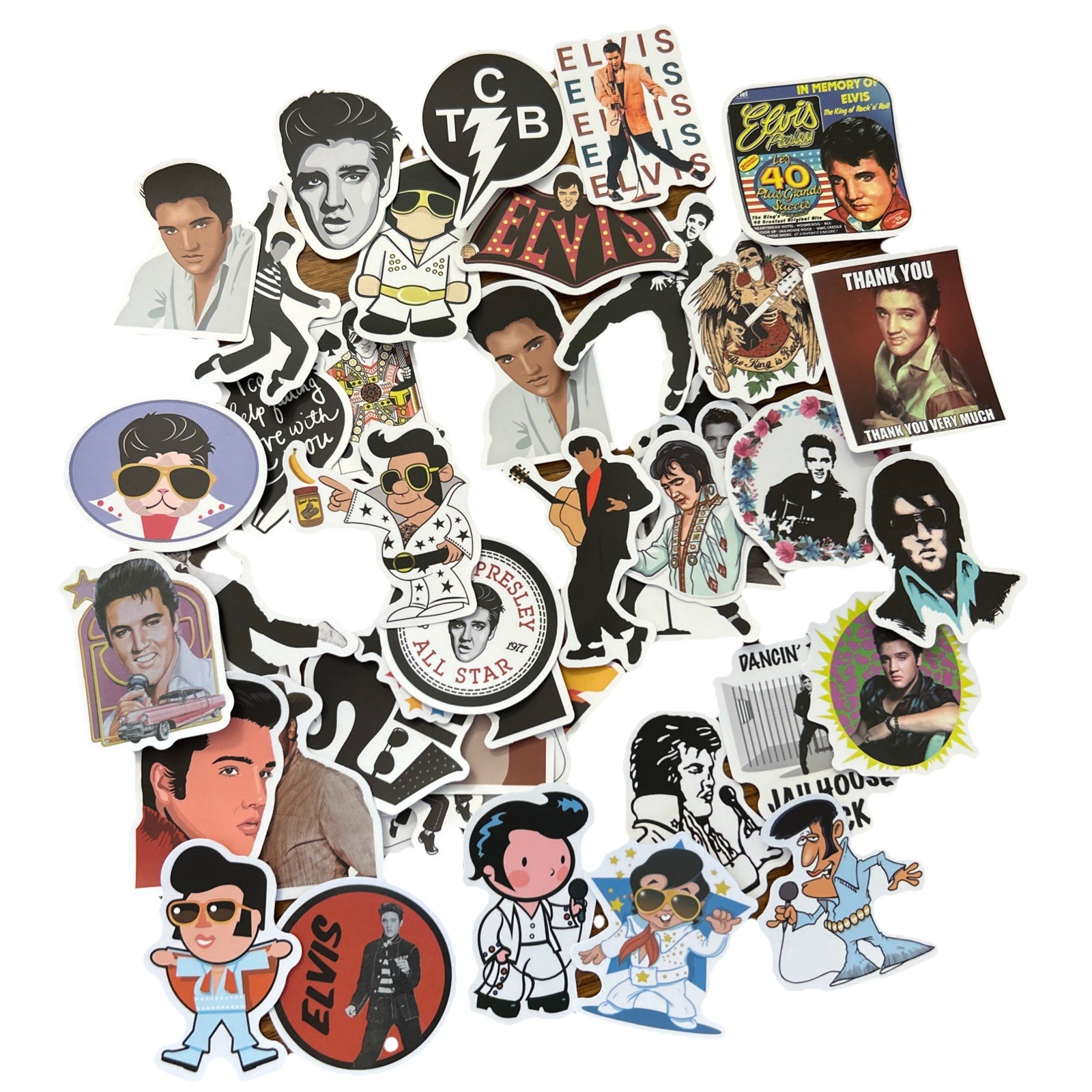 Lot Of 41 ELVIS PRESLEY 1 1/2" to 3" Band Logo Stickers