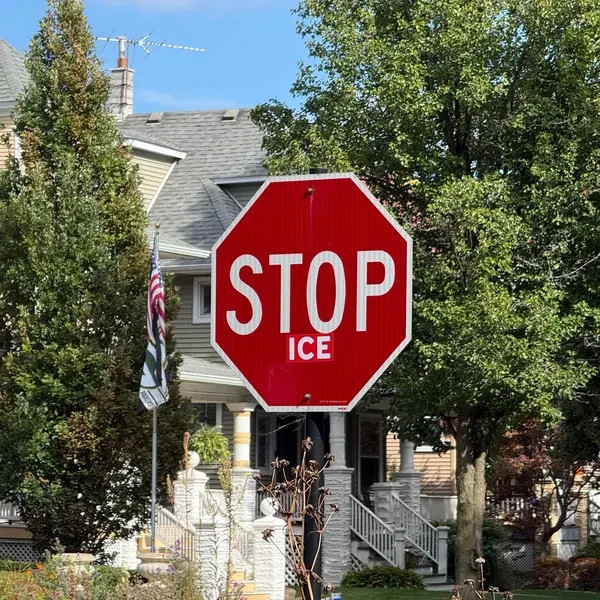ICE Sticker That Happens to be the Same Shade of Red as a Stop Sign 3.5" x 7"