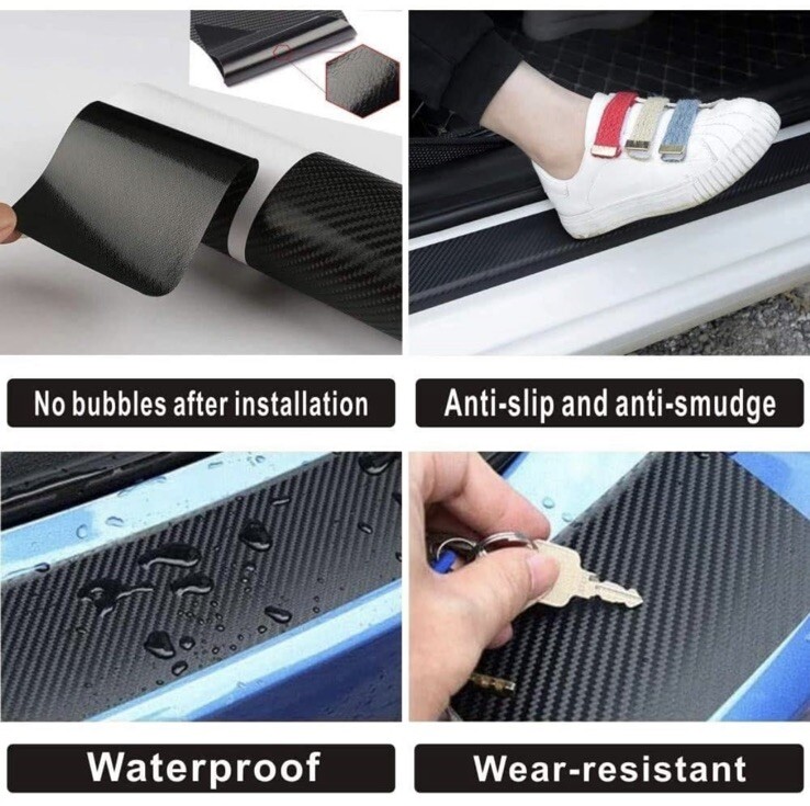 4PCS Threshold Protection Sticker Reflective Carbon Fiber Sticker Civic ￼