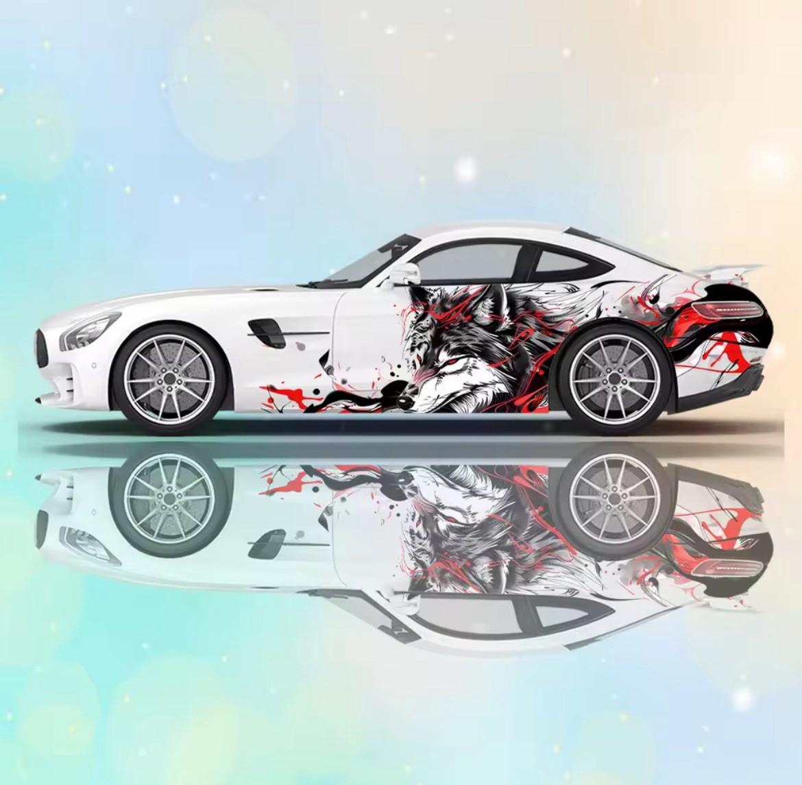 Blue Lightning Wolf Car Vinyl; Comes With Both Sides; Cool Car Decals 2 PCS