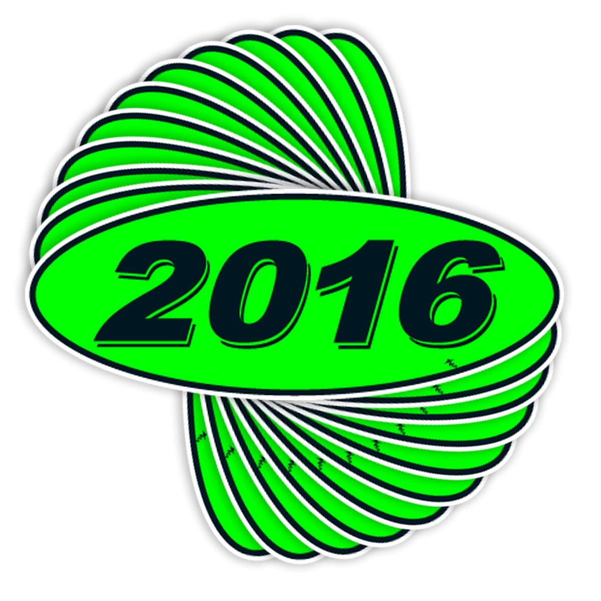 2016 Oval Model Year Stickers 5.5×14" Durable Vinyl – For Car Dealerships
