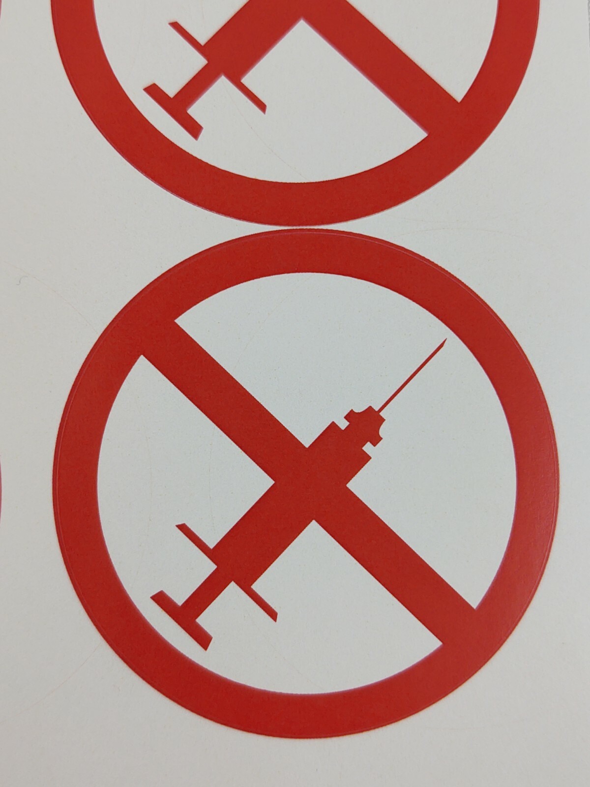 No Syringe Needles Round Trash Can Receptacle Stickers New Sheet Of 12 Stickers