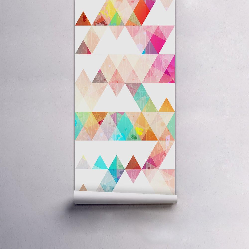 Removable 15.8 X 98.4Inch Colorful Geometric Triangle Wall Decals DIY Large Mode