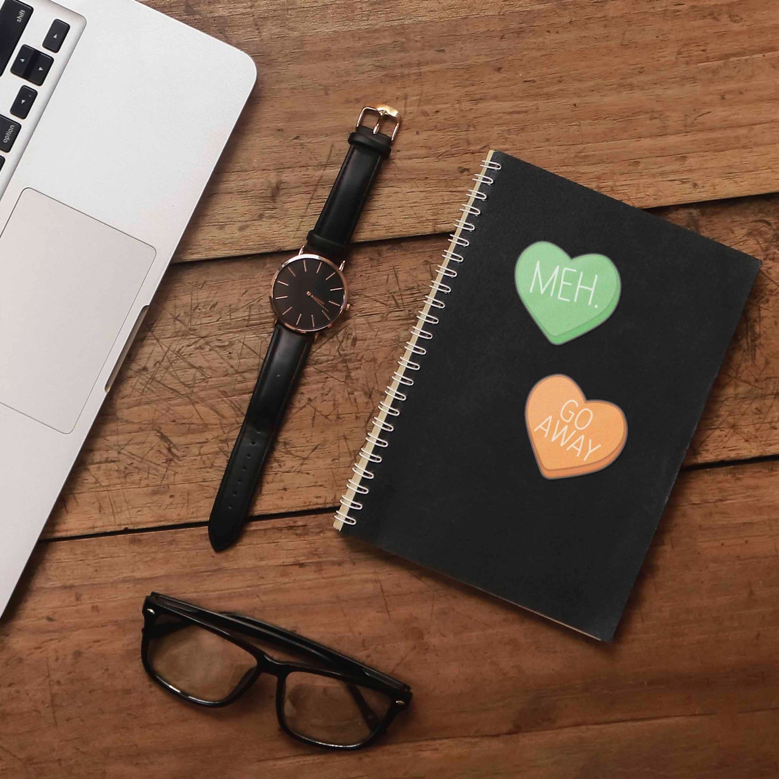 Meh Funny Candy Heart Sticker- Mini Valentines Day Decal for Laptop & Hydroflask
